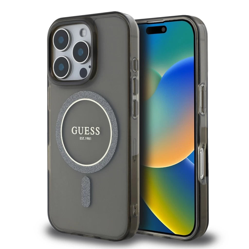 Guess IML Glitter Ring MagSafe tok iPhone 16 Pro Max készülékhez fekete -  iPhone 16 Pro Max tok a Domshop kínálatából