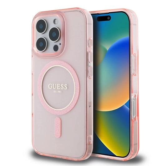 Guess IML Glitter Ring MagSafe tok iPhone 16 Pro készülékhez rózsaszín -  iPhone 16 Pro tok a Domshop kínálatából