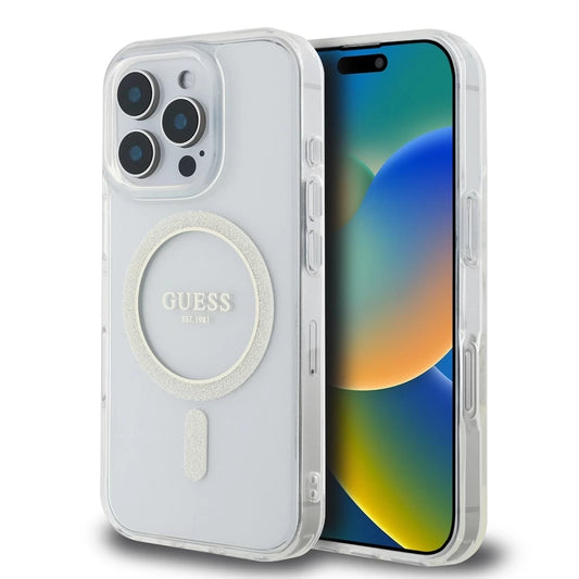 Guess IML Glitter Ring MagSafe tok iPhone 16 Pro készülékhez átlátszó -  iPhone 16 Pro tok a Domshop kínálatából