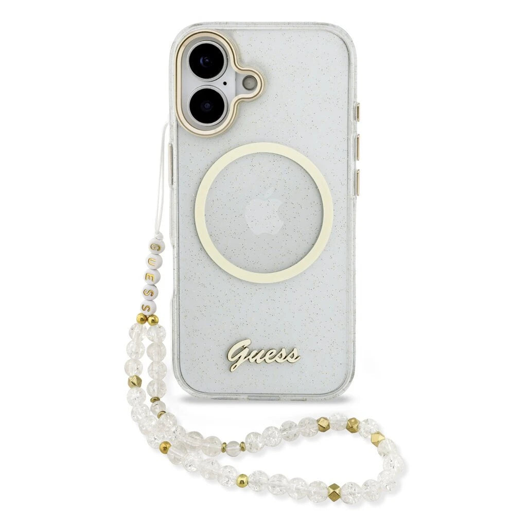 Guess IML Glitter Script Strap MagSafe tok iPhone 17 készülékhez átlátszó -  iPhone 17 tok a Domshop kínálatából