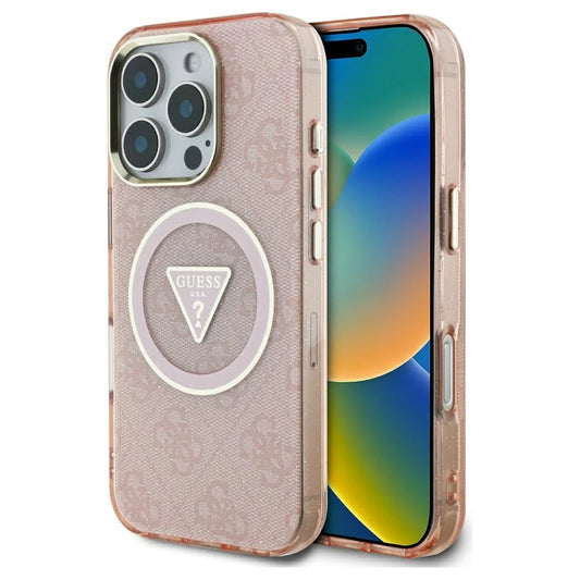 Guess IML Metal Glitter 4G Circle Triangle MagSafe tok iPhone 16 Pro készülékhez rózsaszín -  iPhone 16 Pro tok a Domshop kínálatából