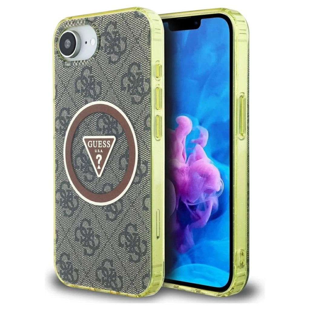Guess IML Metal Glitter 4G Circle Triangle MagSafe tok iPhone 16e készülékhez barna -  iPhone 16e tok a Domshop kínálatából