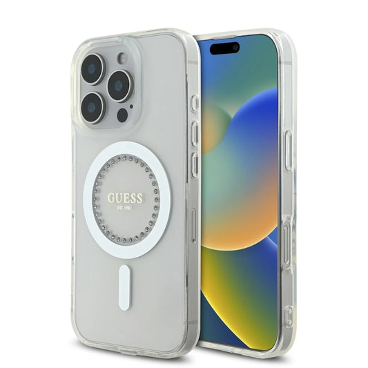 Guess IML Rhinestones Ring MagSafe tok iPhone 16 Pro Max készülékhez fehér -  iPhone 16 Pro Max tok a Domshop kínálatából