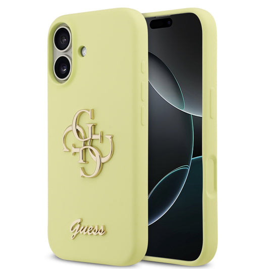Guess Liquid Silicone 4G Metal Logo Apple iPhone 17 hátlap tok, sárga -  iPhone 17 tok a Domshop kínálatából