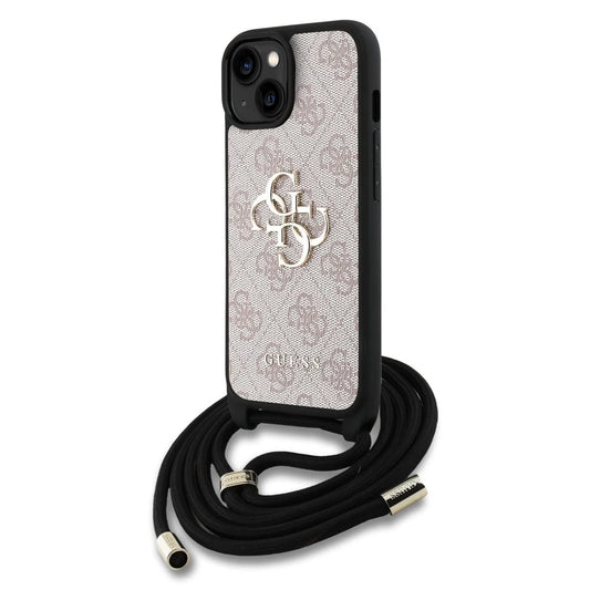 Guess PU 4G Metal Logo vállpántos tok az iPhone 15 készülékhez rózsaszín -  iPhone 15 tok a Domshop kínálatából