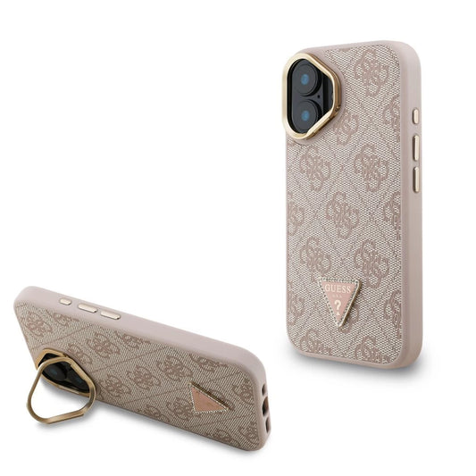 Guess PU 4G Strass Triangle Logo Stand Camera Frame MagSafe tok iPhone 16 készülékhez rózsaszín -  iPhone 16 tok a Domshop kínálatából