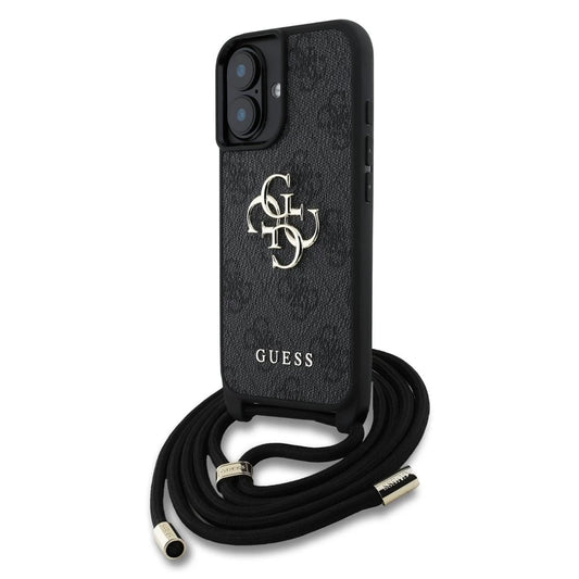 Guess PU 4G fém logó vállpántos tok iPhone 16 készülékhez fekete -  iPhone 16 tok a Domshop kínálatából