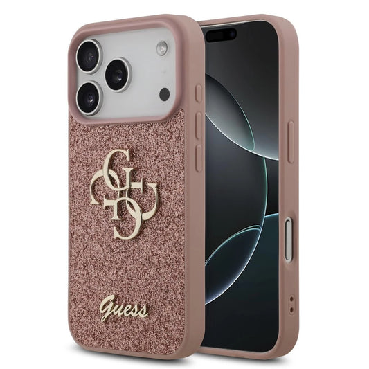 Guess PU Fixed Glitter 4G Metal Logo hátsó tok iPhone 17 Pro készülékhez rózsaszín -  iPhone 17 Pro tok a Domshop kínálatából