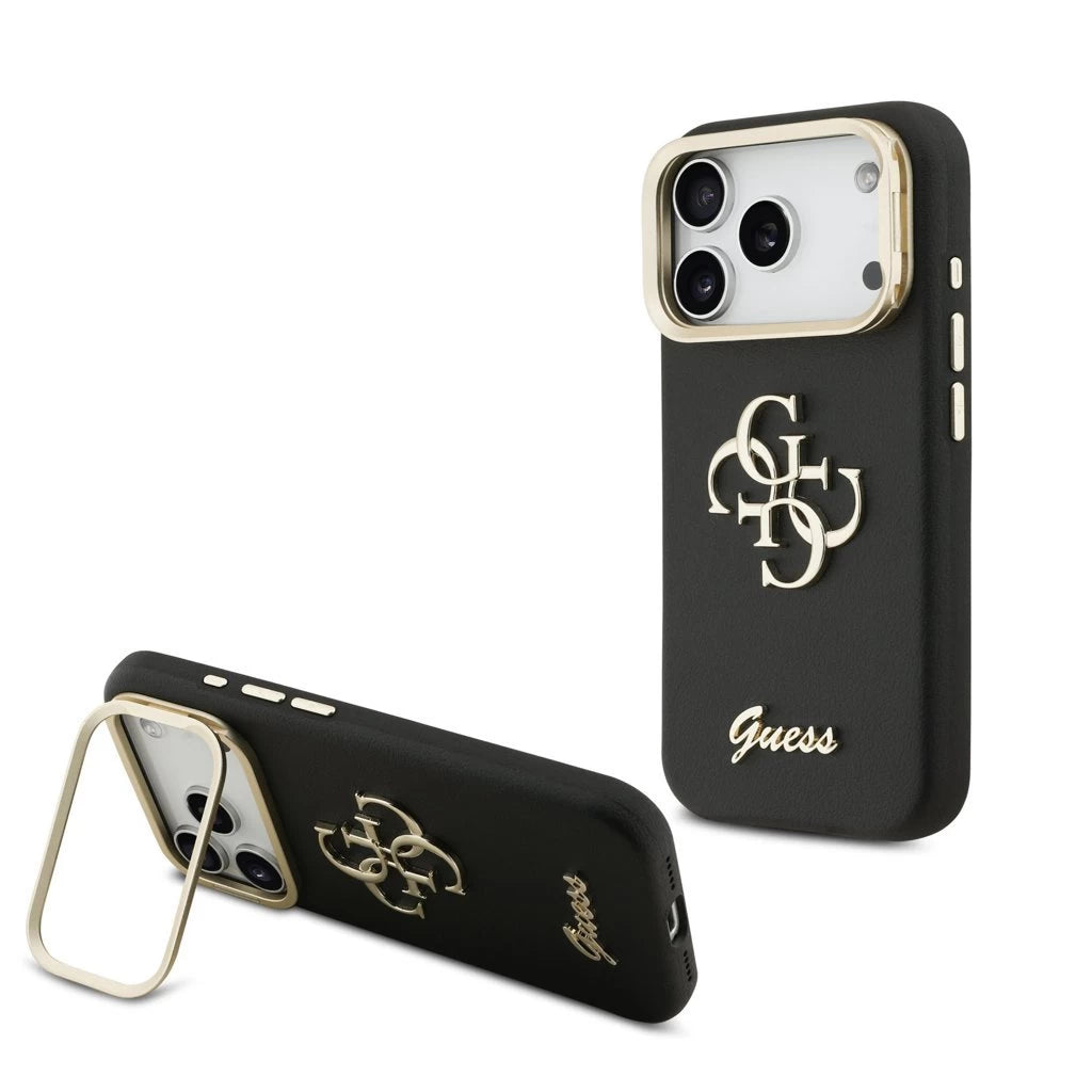 Guess PU Grained 4G Logo Stand Camera Frame tok iPhone 17 Pro készülékhez fekete -  iPhone 17 Pro tok a Domshop kínálatából