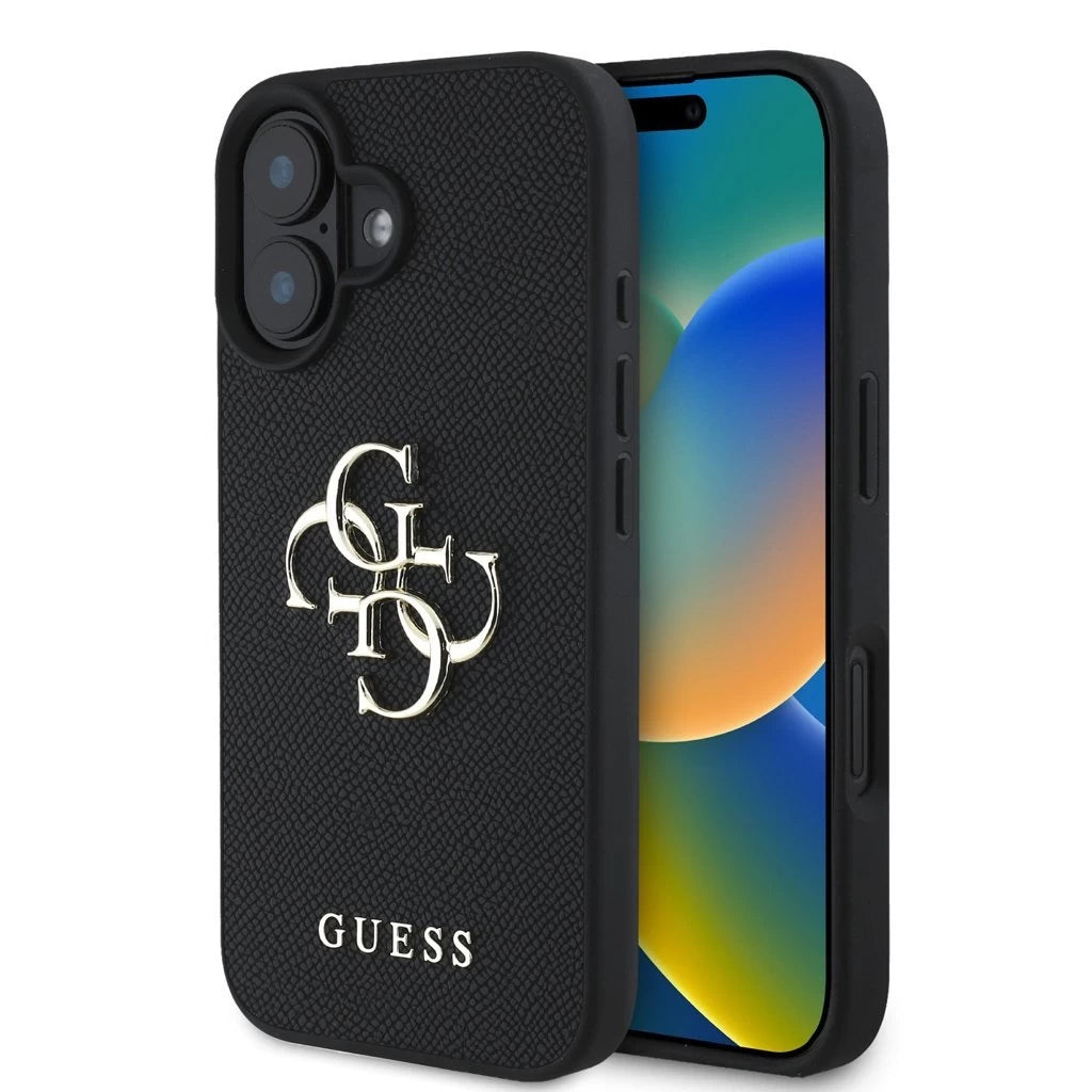 Guess PU Grained 4G Metal Logo tok iPhone 16 készülékhez fekete -  iPhone 16 tok a Domshop kínálatából