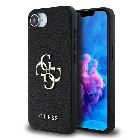 Guess PU Grained 4G Metal Logo tok iPhone 16e készülékhez fekete -  iPhone 16e tok a Domshop kínálatából