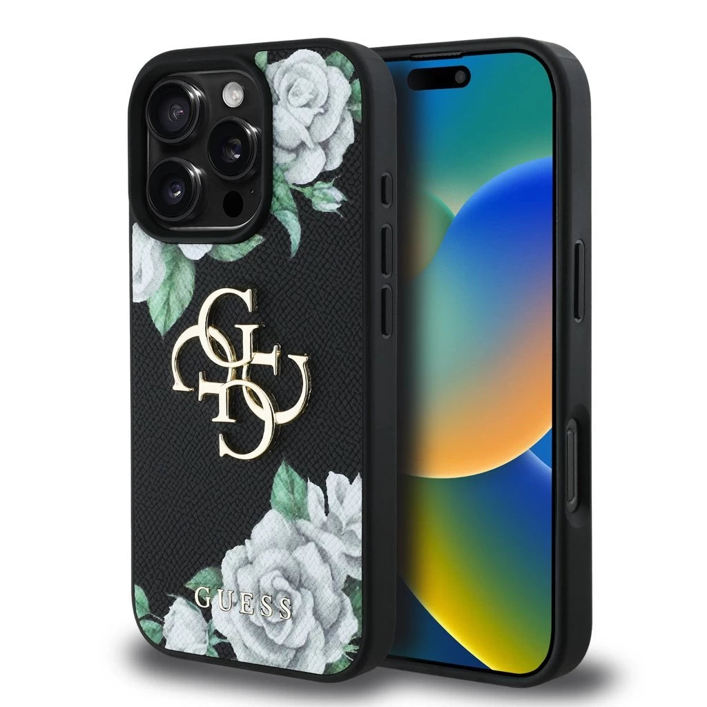 Guess PU Grained Roses 4G Metal Logo tok iPhone 16 Pro készülékhez fekete -  iPhone 16 Pro tok a Domshop kínálatából