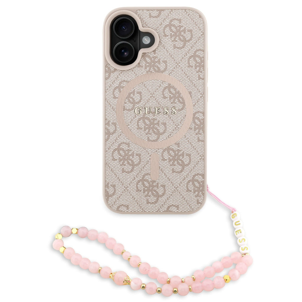 Guess PU Leather 4G Colored Ring Strap Apple iPhone 16 MagSafe tok korall színű karpánttal, rózsaszín-arany -  iPhone 16 tok a Domshop kínálatából
