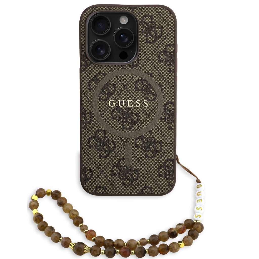 Guess PU Leather 4G Colored Ring Strap Apple iPhone 16 Pro Max MagSafe tok barna színű karpánttal, barna-arany -  iPhone 16 Pro Max tok a Domshop kínálatából