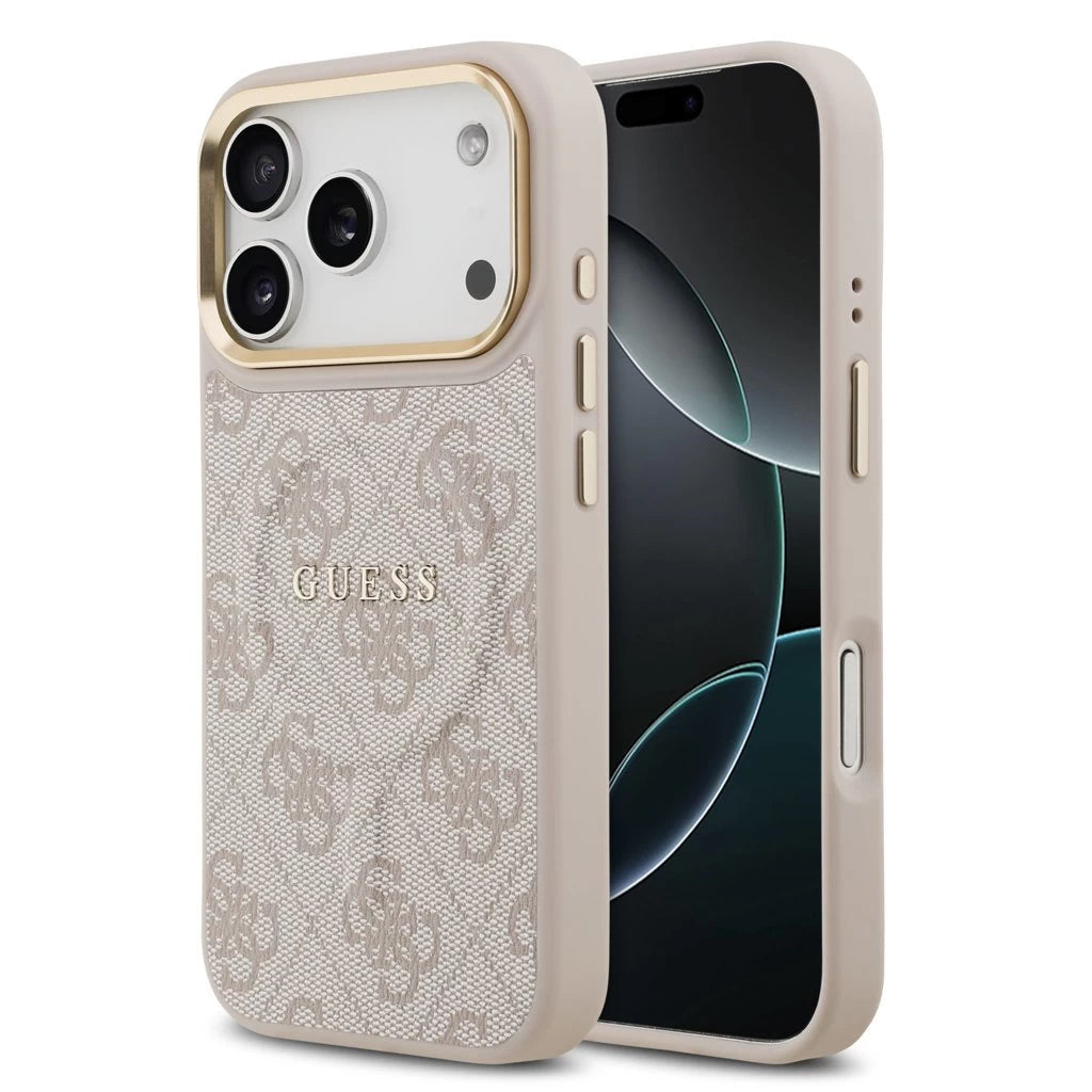 Guess PU Leather 4G Gold Frame MagSafe tok az iPhone 17 Pro készülékhez, rózsaszín -  iPhone 17 Pro tok a Domshop kínálatából