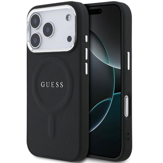 Guess PU Saffiano Apple iPhone 17 Pro MagSafe hátlap tok, fekete -  iPhone 17 Pro tok a Domshop kínálatából