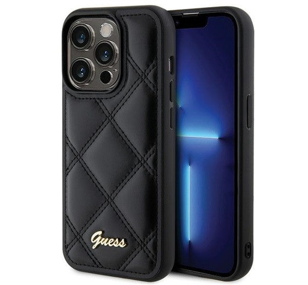 Guess Quilted Metal Logo Apple iPhone 15 Pro Max hátlap tok, fekete -  iPhone 15 Pro Max tok a Domshop kínálatából
