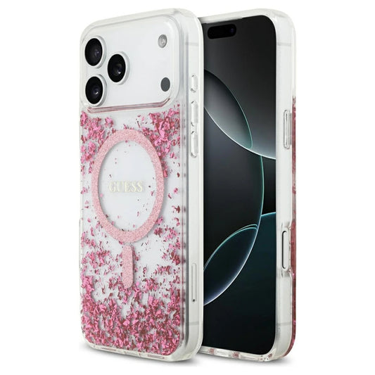 Guess Resin Bottom Glitter MagSafe tok iPhone 17 Pro Max készülékhez rózsaszín -  iPhone 17 Pro Max tok a Domshop kínálatából
