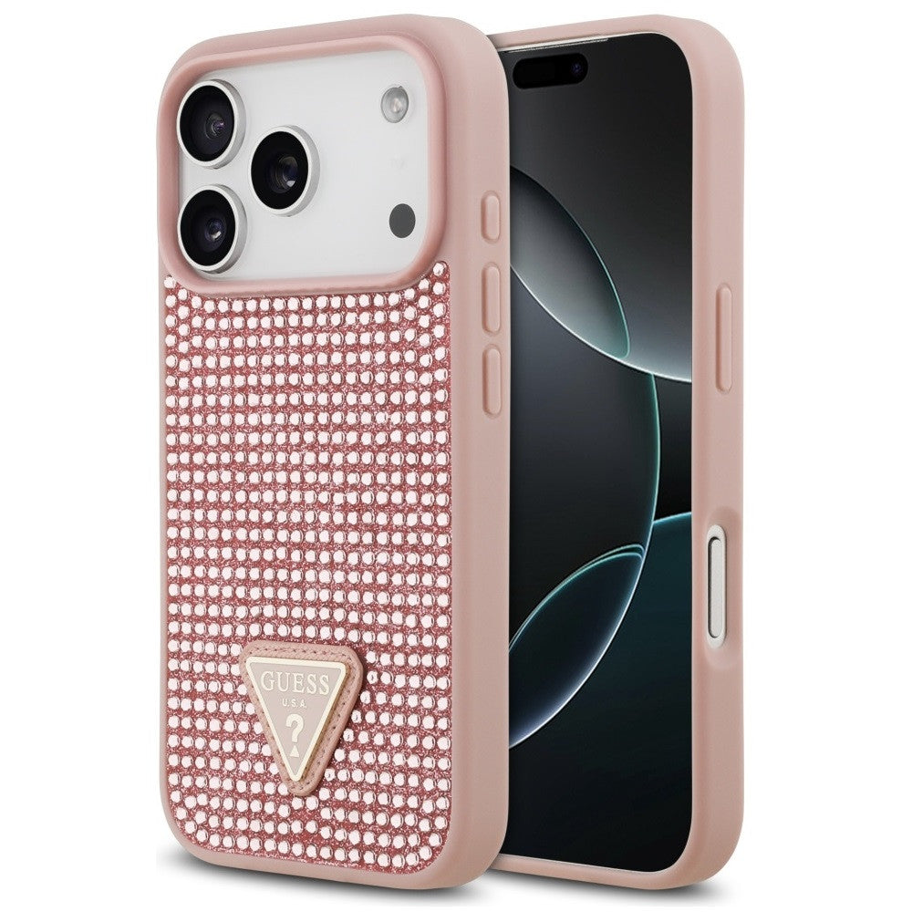 Guess Rhinestone Triangle Apple iPhone 17 Pro Max hátlap tok, rózsaszín -  iPhone 17 Pro Max tok a Domshop kínálatából