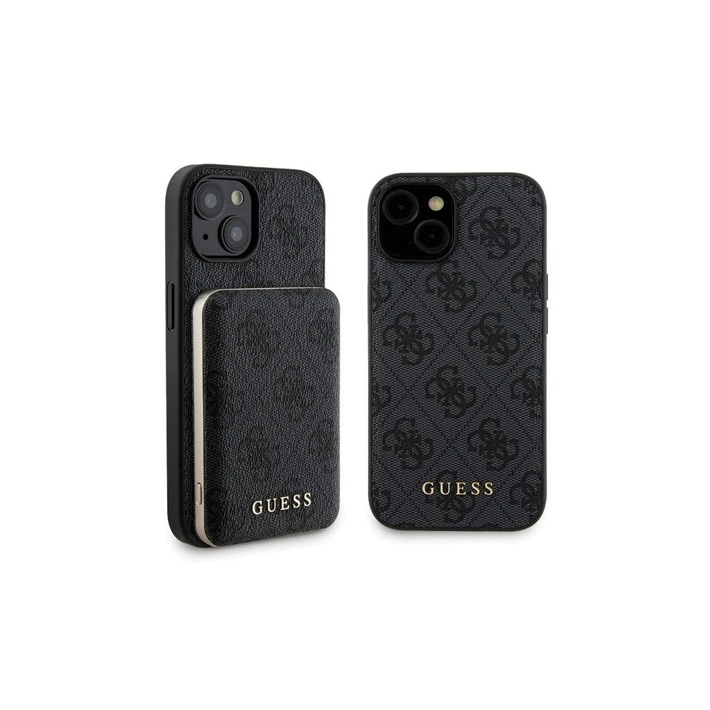 Guess Set GUBPM5P15S4GEMGK iPhone 15 6.1 készülékhez tok + Powerbank 5000mAh MagSafe 4G Met fekete -  iPhone 15 tok a Domshop kínálatából