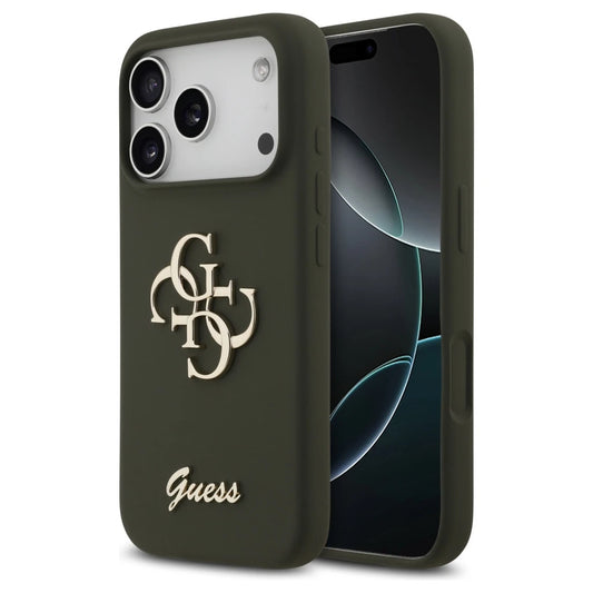 Guess Silicone Big 4G Script tok iPhone 17 Pro készülékhez khaki -  iPhone 17 Pro tok a Domshop kínálatából