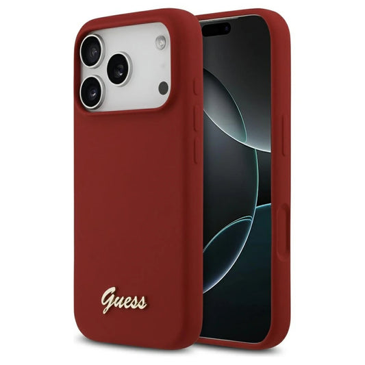 Guess Silicone Script Metal Logo MagSafe tok iPhone 17 Pro készülékhez magenta -  iPhone 17 Pro tok a Domshop kínálatából
