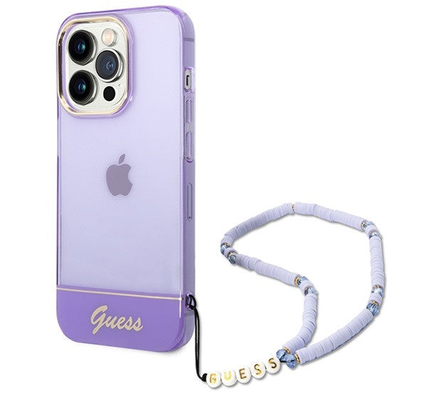 Guess Translucent Pearl Strap Apple iPhone 14 Pro hátlap tok , lila -  iPhone 14 Pro tok a Domshop kínálatából