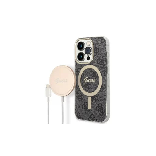 Guess csomag GUBPP14XH4EAC - Guess MagSafe fekete tok + Guess vezeték nélküli töltő Apple iPhone 14 Pro Max készülékhez -  iPhone 14 Pro Max tok a Domshop kínálatából
