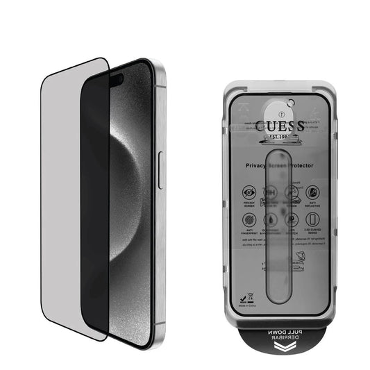 Guess iPhone 16 Pro készülékhez 2.5D PRIVACY kijelzővédő fekete -  iPhone 16 Pro fólia a Domshop kínálatából