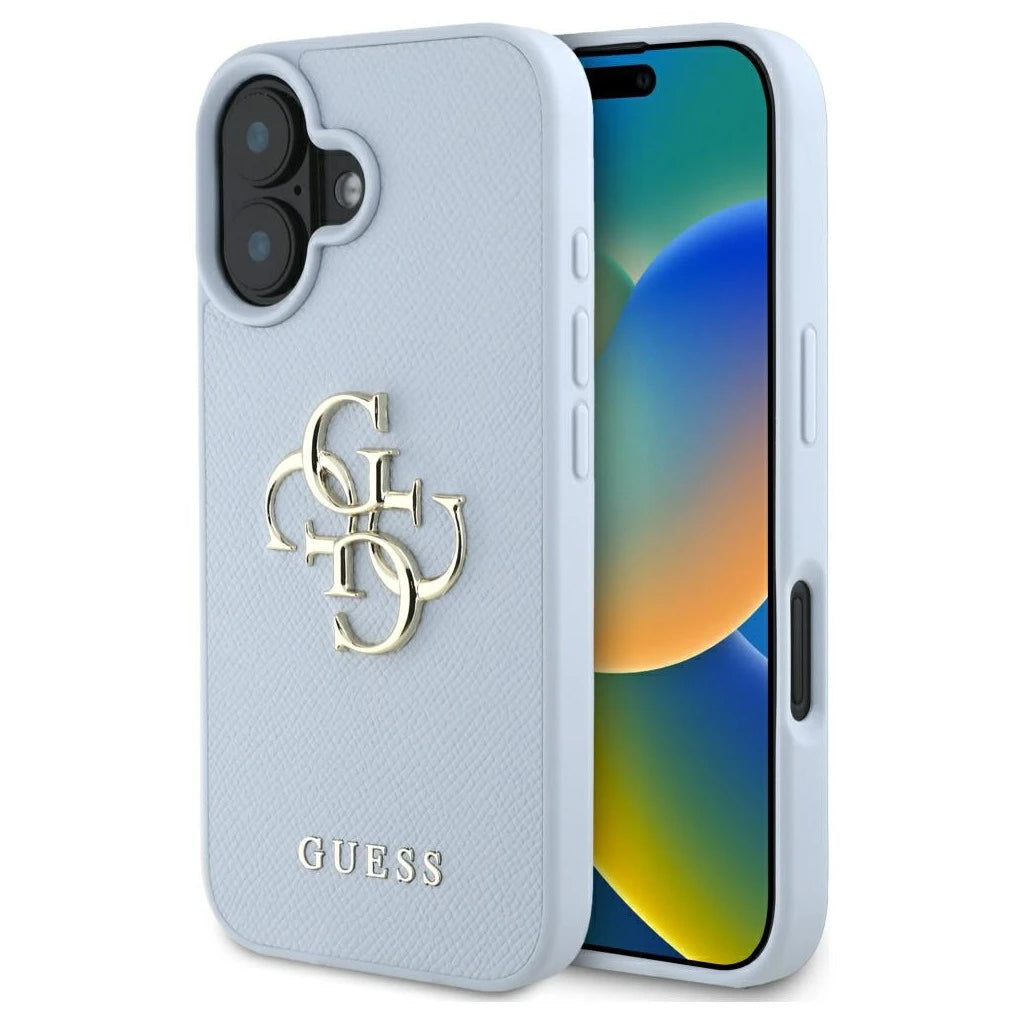 Guess iPhone 16 készülékhez texturált tok – Big 4G Logo, Small Classic Logo – kék -  iPhone 16 tok a Domshop kínálatából