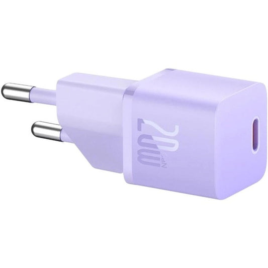 Hálózati töltő adapter, 20W, USB Type-C aljzat, gyorstöltés, PD, GaN5, Baseus GaN5 Mini, lila -  Adapter a Domshop kínálatából