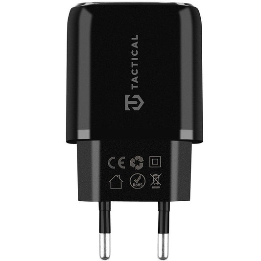Hálózati töltő adapter, 20W, USB aljzat, USB Type-C aljzat, gyorstöltés, PD, QC 3.0, Tactical Base Plug Dual, fekete -   a Domshop kínálatából