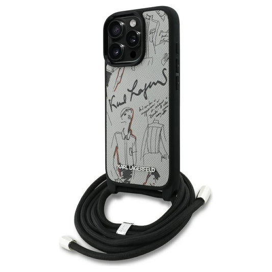 Karl Lagerfeld Crossbody Grained Pattern & Logo tok iPhone 16 Pro készülékhez szürke -  iPhone 16 Pro tok a Domshop kínálatából