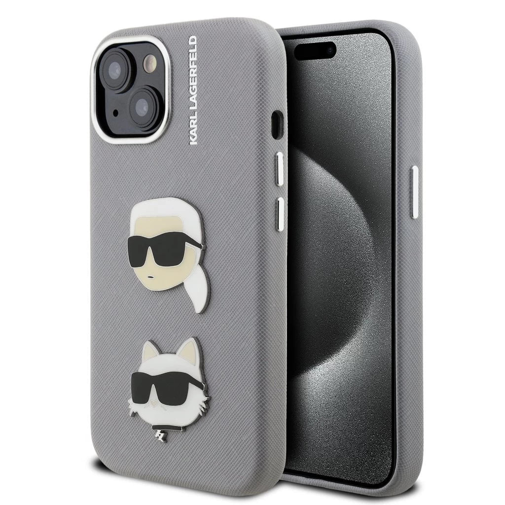 Karl Lagerfeld Grained PU K&CH Heads tok iPhone 15 készülékhez szürke -  iPhone 15 tok a Domshop kínálatából