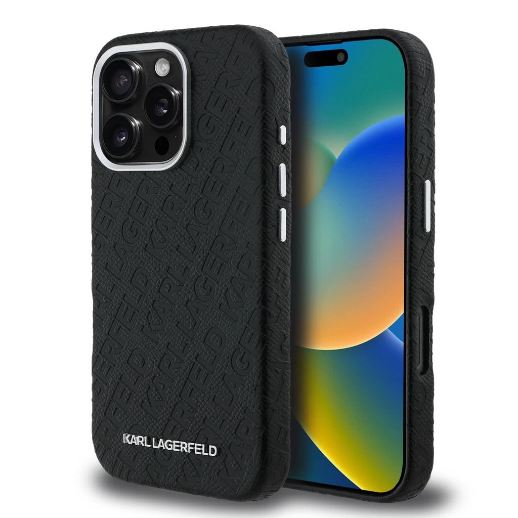 Karl Lagerfeld Grained PU Repeated Logo MagSafe tok iPhone 16 Pro Max készülékhez fekete -  iPhone 16 Pro Max tok a Domshop kínálatából