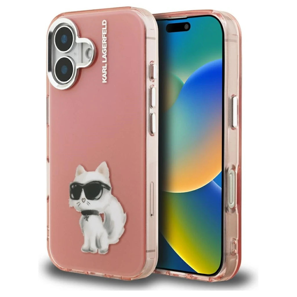 Karl Lagerfeld IML Aquarelle Choupette & Logo iPhone 16 készülékhez tok rózsaszín -  iPhone 16 tok a Domshop kínálatából