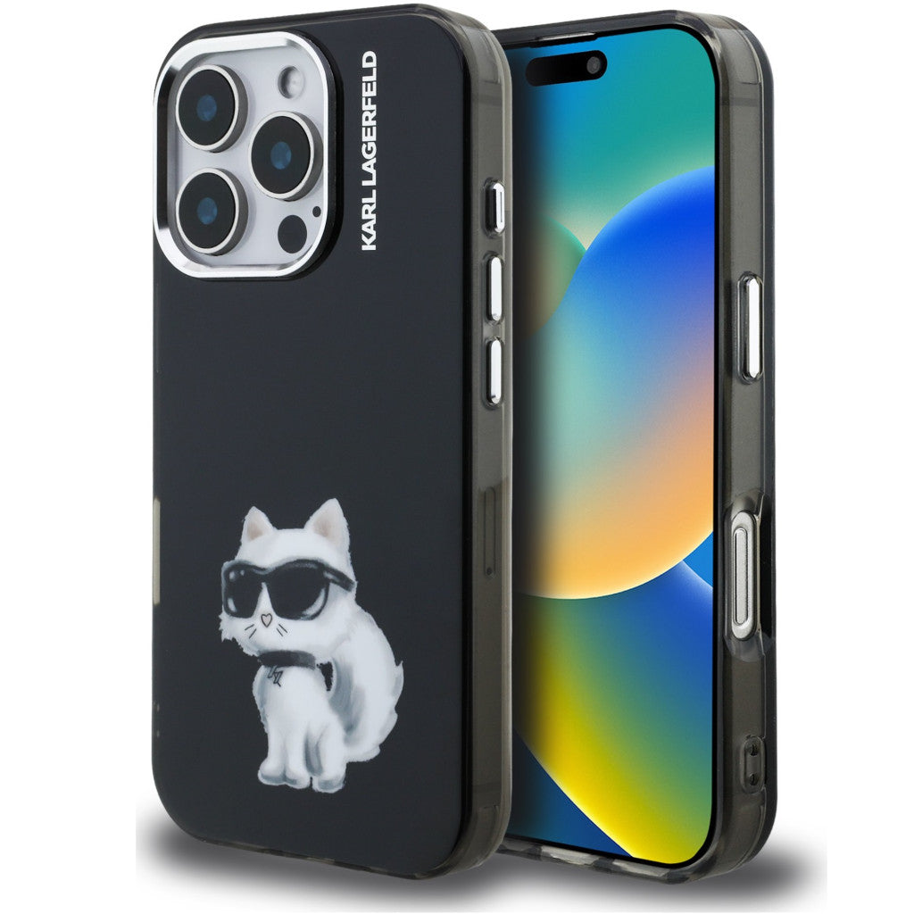 Karl Lagerfeld IML Aquarelle Choupette iPhone 16 Pro hátlap tok, fekete -  iPhone 16 Pro tok a Domshop kínálatából