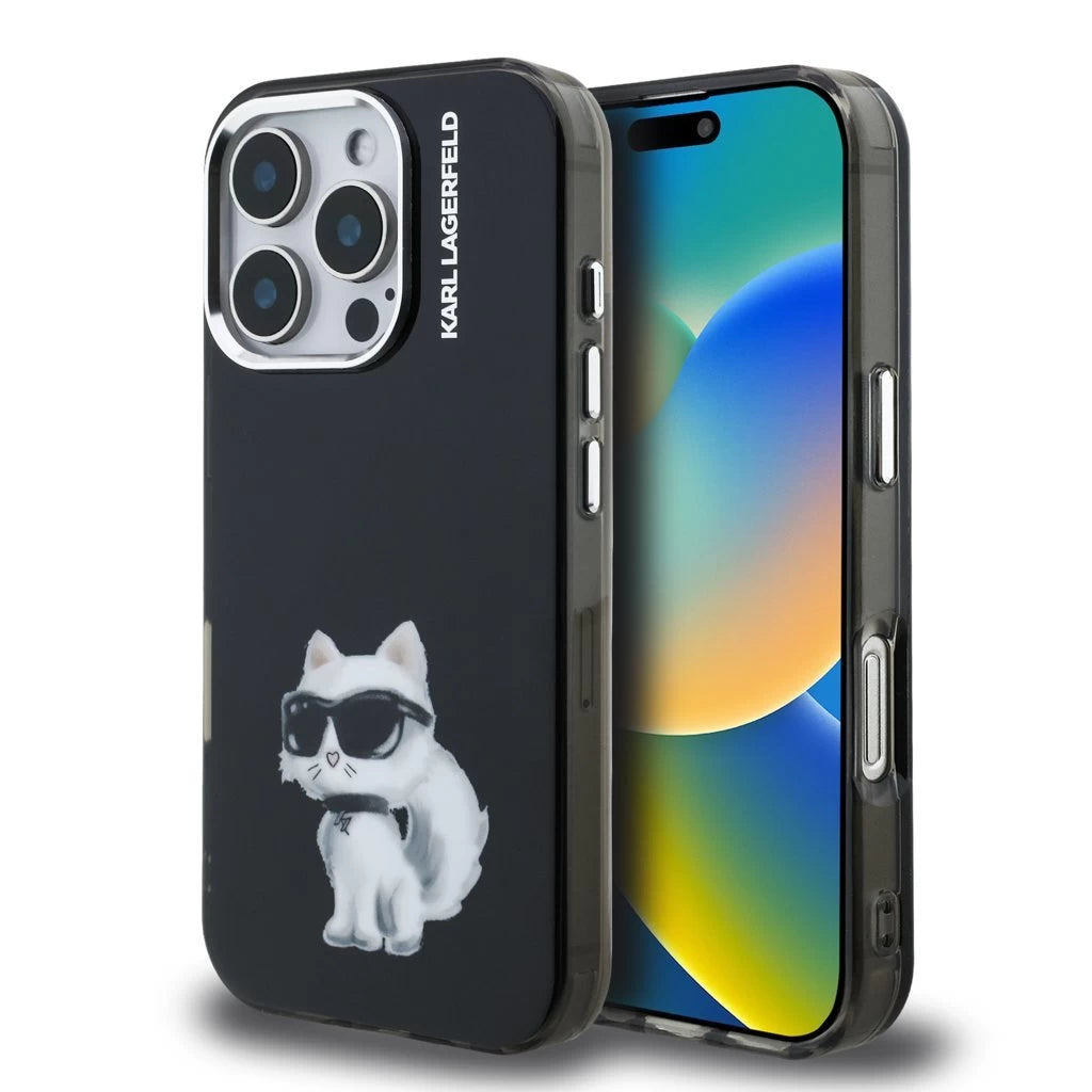 Karl Lagerfeld IML Aquarelle Choupette tok for iPhone 16 Pro készülékhez fekete -  iPhone 16 Pro tok a Domshop kínálatából