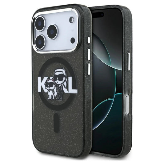 Karl Lagerfeld IML Glitter Karl & Choupette Sketch Logo MagSafe tok iPhone 17 Pro készülékhez fekete -  iPhone 17 Pro tok a Domshop kínálatából