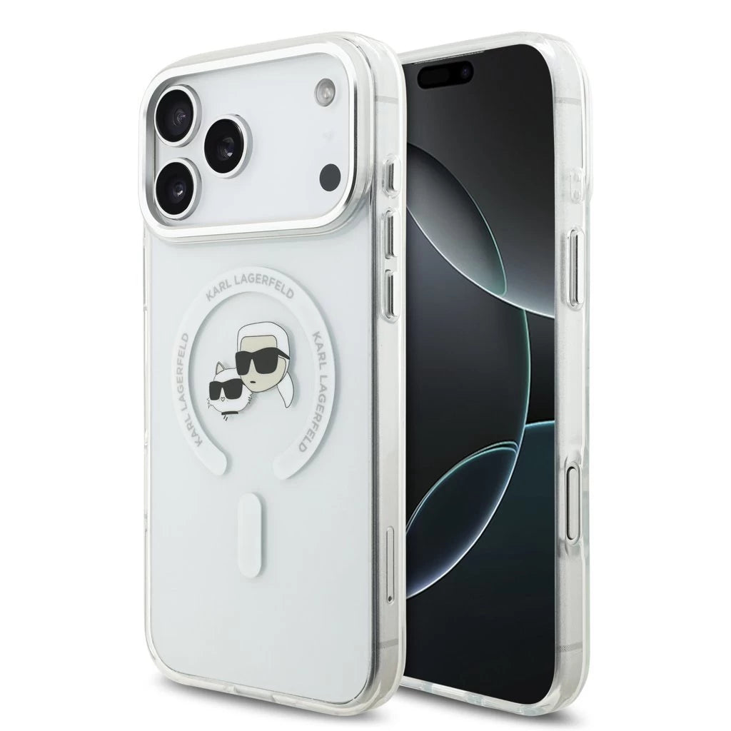 Karl Lagerfeld IML K&CH Heads Metal Frame MagSafe tok iPhone 17 Pro Max készülékhez átlátszó -  iPhone 17 Air tok a Domshop kínálatából