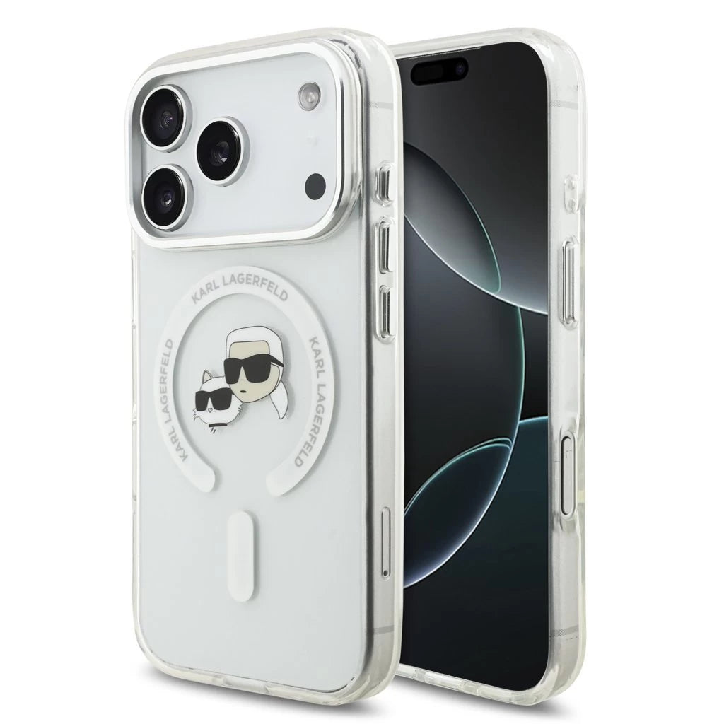Karl Lagerfeld IML K&CH Heads Metal Frame MagSafe tok iPhone 17 Pro készülékhez átlátszó -  iPhone 17 Pro tok a Domshop kínálatából