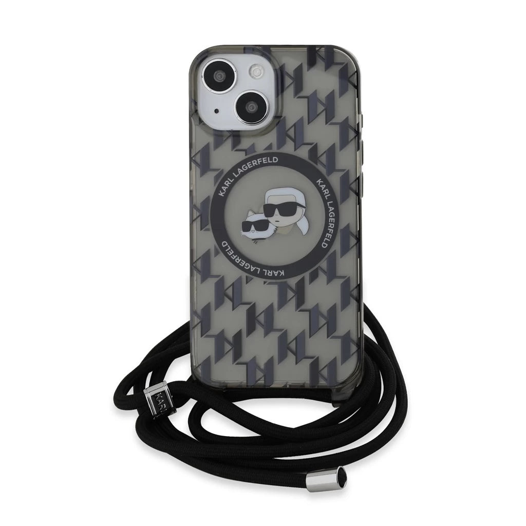 Karl Lagerfeld IML Monogram Crossbody K&CH Heads MagSafe tok iPhone 15 készülékhez fekete -  iPhone 15 tok a Domshop kínálatából