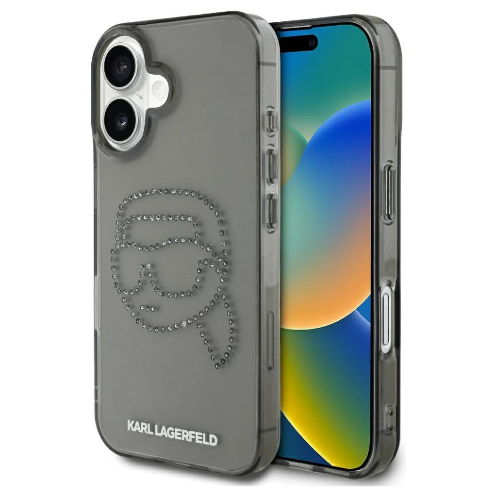 Karl Lagerfeld IML Rhinestones Karl Head tok iPhone 16 készülékhez, fekete -  iPhone 16 tok a Domshop kínálatából