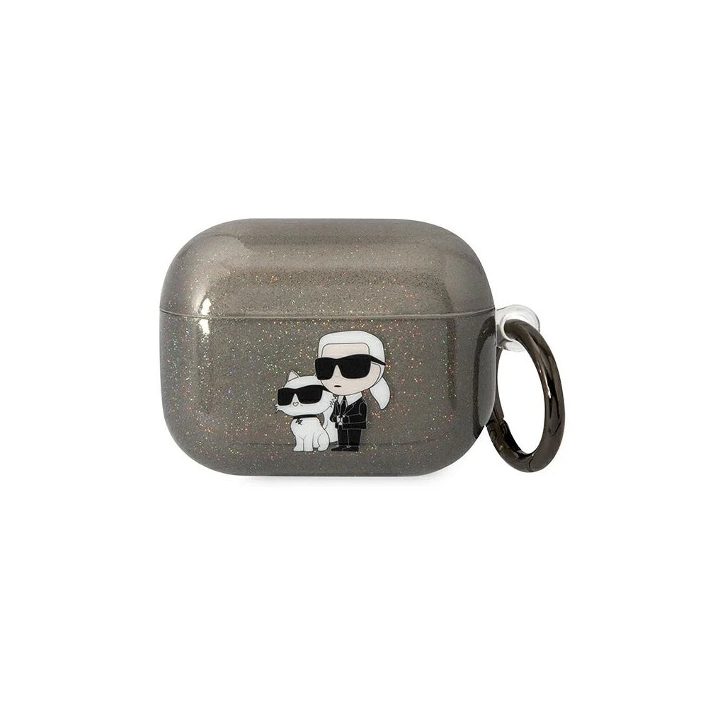 Karl Lagerfeld KLAPHNKCTGK Airpods Pro készülékhez tok Glitter Karl&Choupette fekete -  AirPods Pro tok a Domshop kínálatából