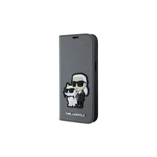 Karl Lagerfeld KLBKP14SSANKCPG iPhone 14/15/13 6.1" készülékhez bookcase tok Saffiano ezüst Karl & Choup -  iPhone 13/14/15 tok a Domshop kínálatából