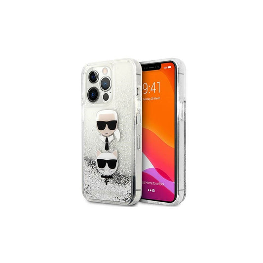 Karl Lagerfeld KLHCP13XKICGLS iPhone 13 Pro Max 6,7 készülékhez kemény tok Liquid Glitter Karl&Chou ezüst -  iPhone 13 Pro Max tok a Domshop kínálatából