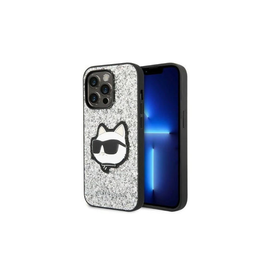 Karl Lagerfeld KLHCP14LG2CPS iPhone 14 Pro 6,1 készülékhez kemény tok Glitter Choupette Patch ezüst -  iPhone 14 Pro tok a Domshop kínálatából