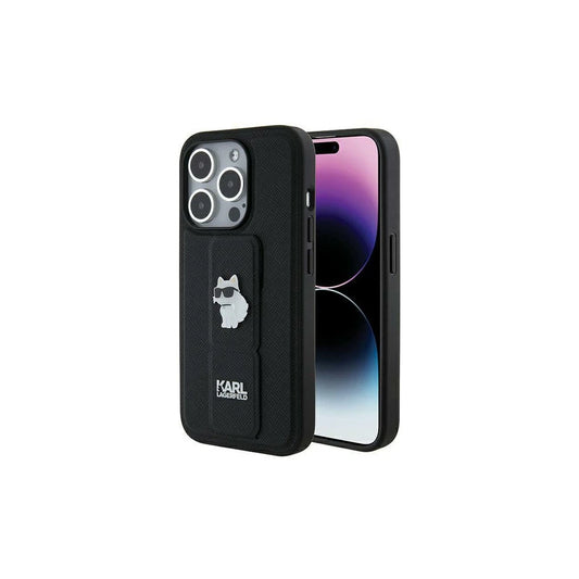 Karl Lagerfeld KLHCP14LGSACHPK iPhone 14 Pro 6.1 készülékhez kemény tok Gripstand Saffiano Choupette fekete -  iPhone 14 Pro tok a Domshop kínálatából