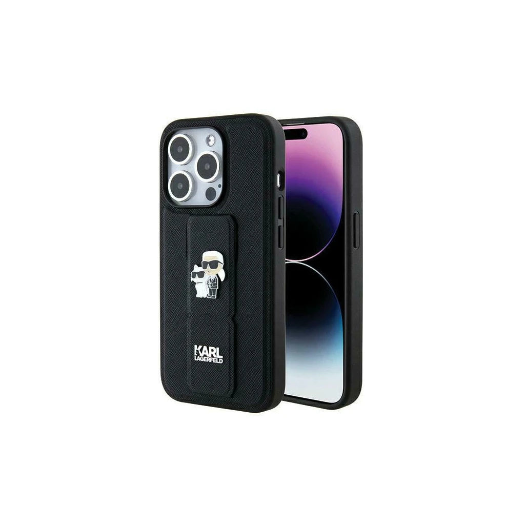 Karl Lagerfeld KLHCP14LGSAKCPK iPhone 14 Pro 6.1" készülékhez kemény tok Gripstand Saffiano Karl&Choup fekete -  iPhone 14 Pro tok a Domshop kínálatából