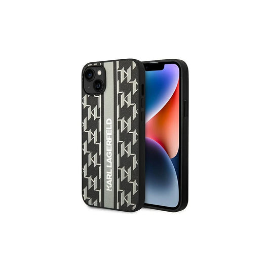 Karl Lagerfeld KLHCP14MPGKLSKG merev tok iPhone 14Plus / 15 Plus 6,7 készülékhez Monogram Stripe szürke -  iPhone 14 Plus/15Plus tok a Domshop kínálatából
